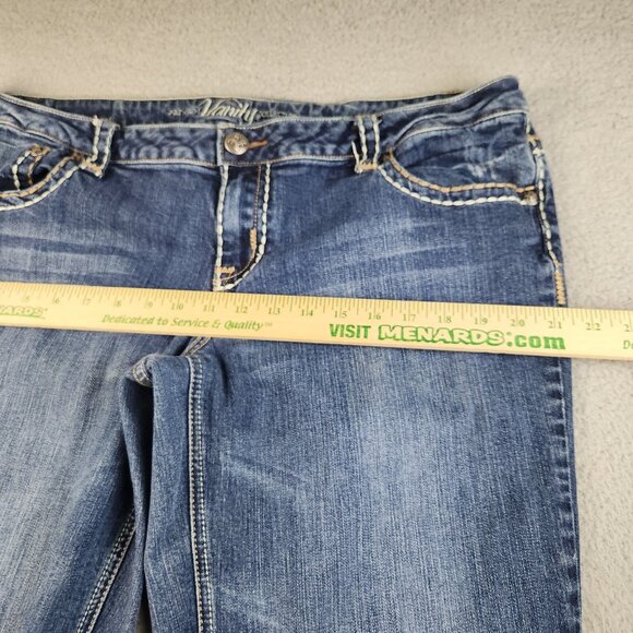 Womens 33x35 Plus Bootcut Vanity Jeans Blue Flap Pockets Curvy Mid Rise Stretch - Picture 4 of 9